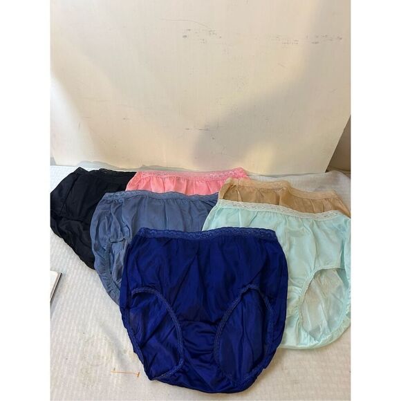 6 pairs Hanes size 8/XL nylon panties lot multi color NEW - Picture 1 of 6